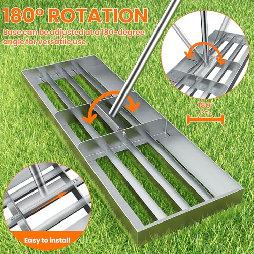 Lawn Leveling Rake, 30” x10”Stainless Steel Lawn Leveler Tool, Ground Leveler for Yard with 78”Adjustment Long Handle, Levelawn Lute for Grass, Golf Field, Garden and Courtyard 3 Lawn Leveling Rake, 30” x10”Stainless Steel Lawn Leveler Tool, Ground Leveler for Yard with 78”Adjustment Long Handle, Levelawn Lute for Grass, Golf Field, Garden and Courtyard - Image 3