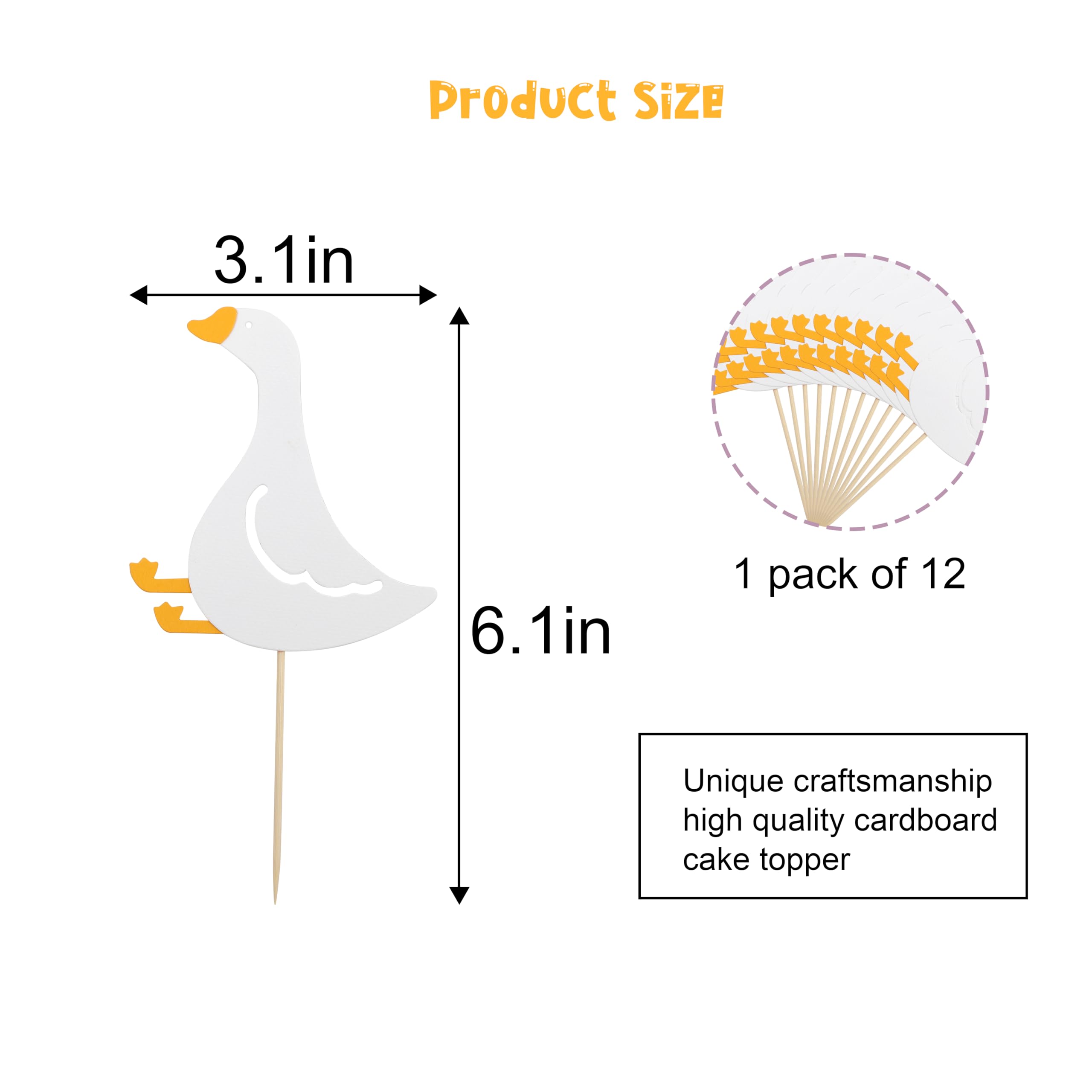 Goose Party Cupcake Toppers - Set of 12 One Funny Goose Birthday Cupcake Toppers, Goose Party Supplies, Goose Theme Birthday Party Cake Decorations