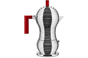 Alessi Moka Express Small Coffee Maker: Red, 6 Cup