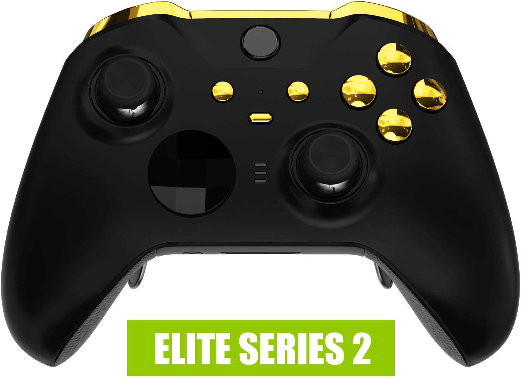eXtremeRate Chrome Gold Replacement Buttons for Xbox One Elite Series 2 Controller, LB RB LT RT Bumpers Triggers ABXY Start Back Sync Profile Keys for Xbox Elite Series 2 Core Controller Model 1797