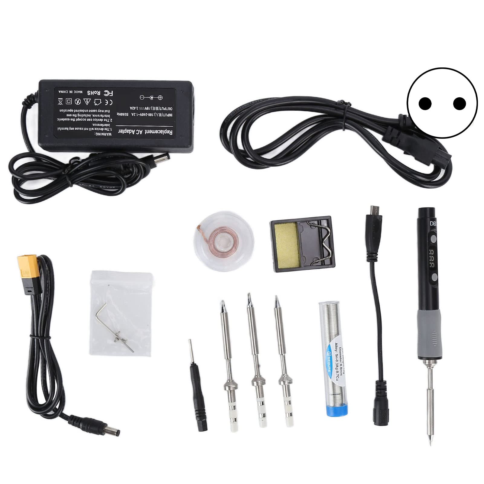 Juego de herramientas de soldadura portátil - Kit de soldador portátil SQD60B - Incluye 4 puntas de soldadura reemplazables e interfaz tipo C para soldadura electrónica y