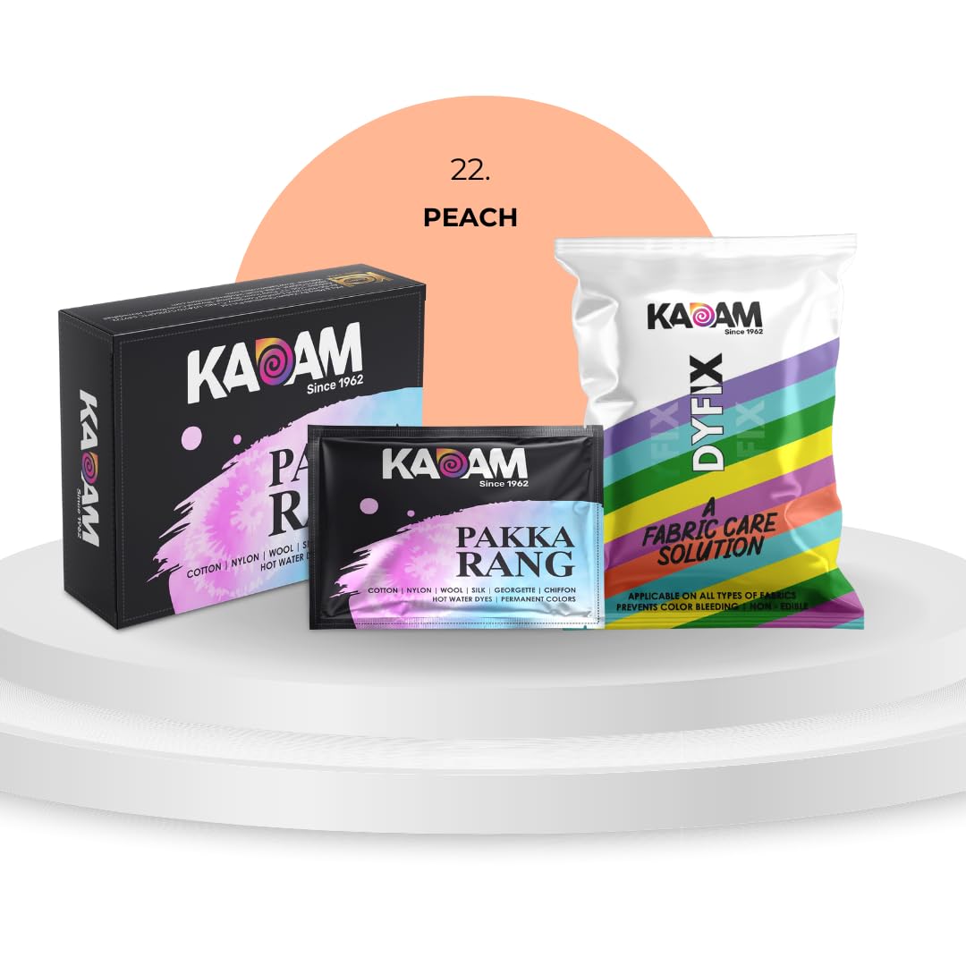 Kadam Pakka Rang Fabric Dye Colours | 5 sachets of Shade 22 Peach Colour with 5 sachets of DyFix Colour Fixer Liquid | Fabric Dye Colours for Old Clothes and Faded Jeans | Permanent Fabric Dyes (B0C7CSMKMH) Amazon Price History, Amazon Price Tracker