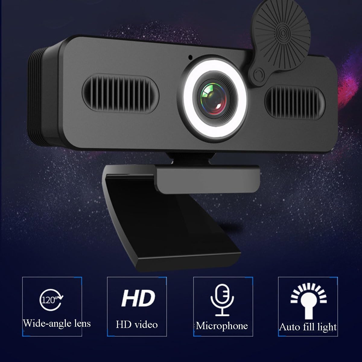 GIZNXBA Webcam para PC con Micrófono con Cancelación De Ruido, Webcam para Videoconferencias, Clases Online Y Retransmisiones En Directo, Ideal para Teletrabajadores, Estudiantes Y Gamers(4k)