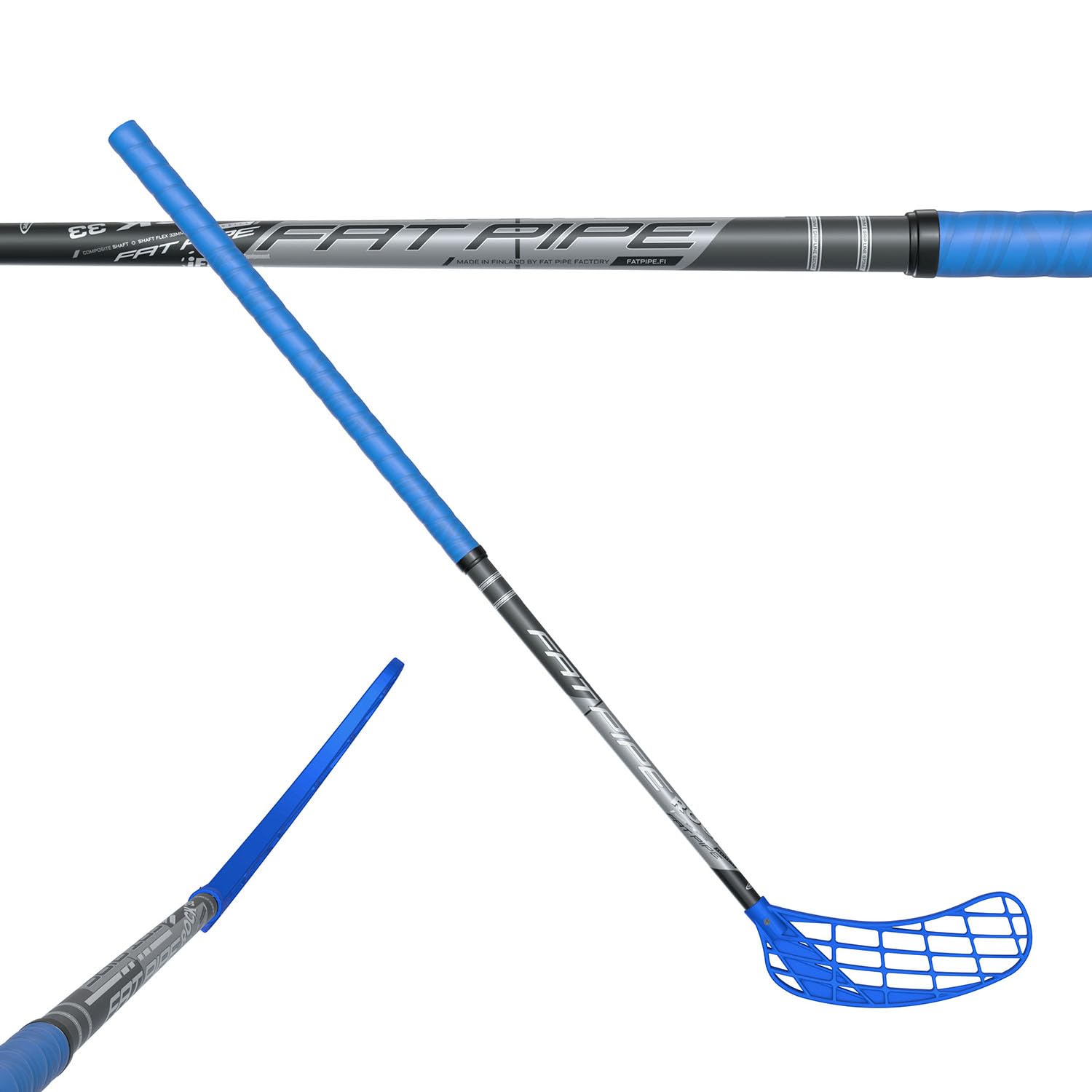 FAT PIPE | Floorball Unihockey Schläger Set Rock 33 Unihand mit gerader Schaufel | 2 Schläger und 1 Ball | Markenqualität aus Finnland