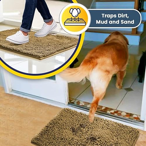 Vista 231 de Muddy Mat® - Tapete de microfibra superabsorbente para mascotas, antideslizante y lavable, de felpilla, secado rápido, para entrada