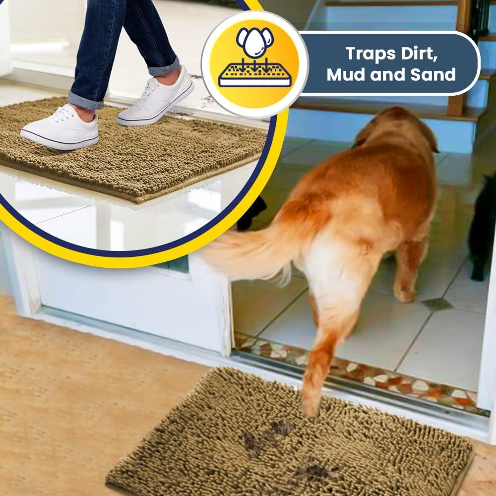 Muddy Mat® | Zerbino super assorbente per interni, tappeto in microfibra a rapido asciugatura per ingresso, zerbino antiscivolo per porta anteriore, tappeti per ingresso, tappeto lavabile in lavatrice