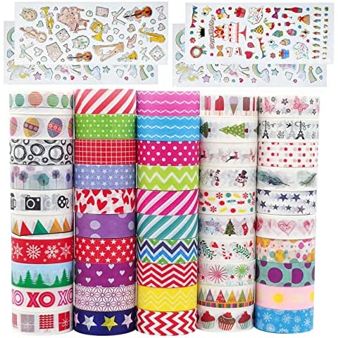 Juego de 50 cintas adhesivas decorativas de papel Baozun Washi Tape Cover