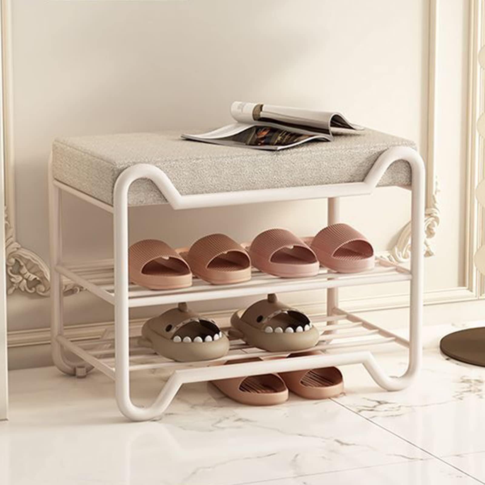 Banc à chaussures rembourré résolvant le désordre de votre entrée