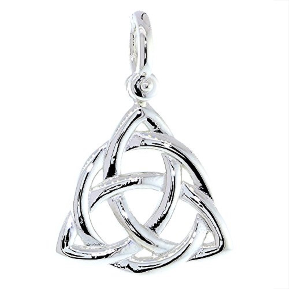 SZIROLarge Triquetra Irish Infinity Knot Symbol Charm in 14K White Gold