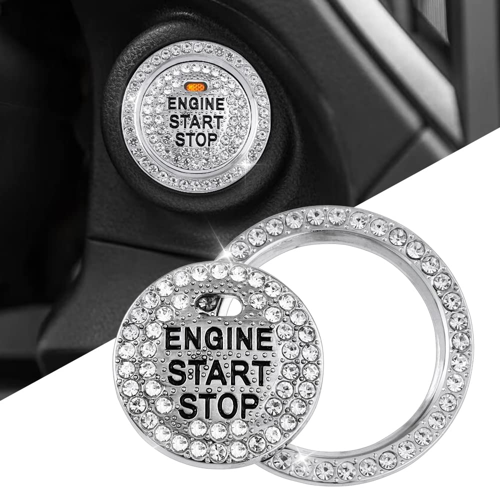 UHONSN Engine Start Stop Button Cover Metal Stickers Car Interior Ignition Decals Trim Decor Silver Zinc Alloy (for Subaru)