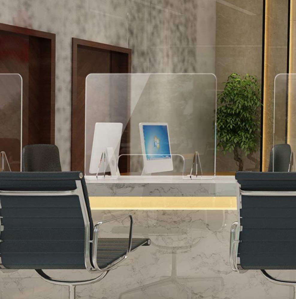 Mampara Protectora De Metacrilato, Grosor De 3mm, Transparente con Ventanillas Y Bases para Mostrador Y Mesa,40x48cm