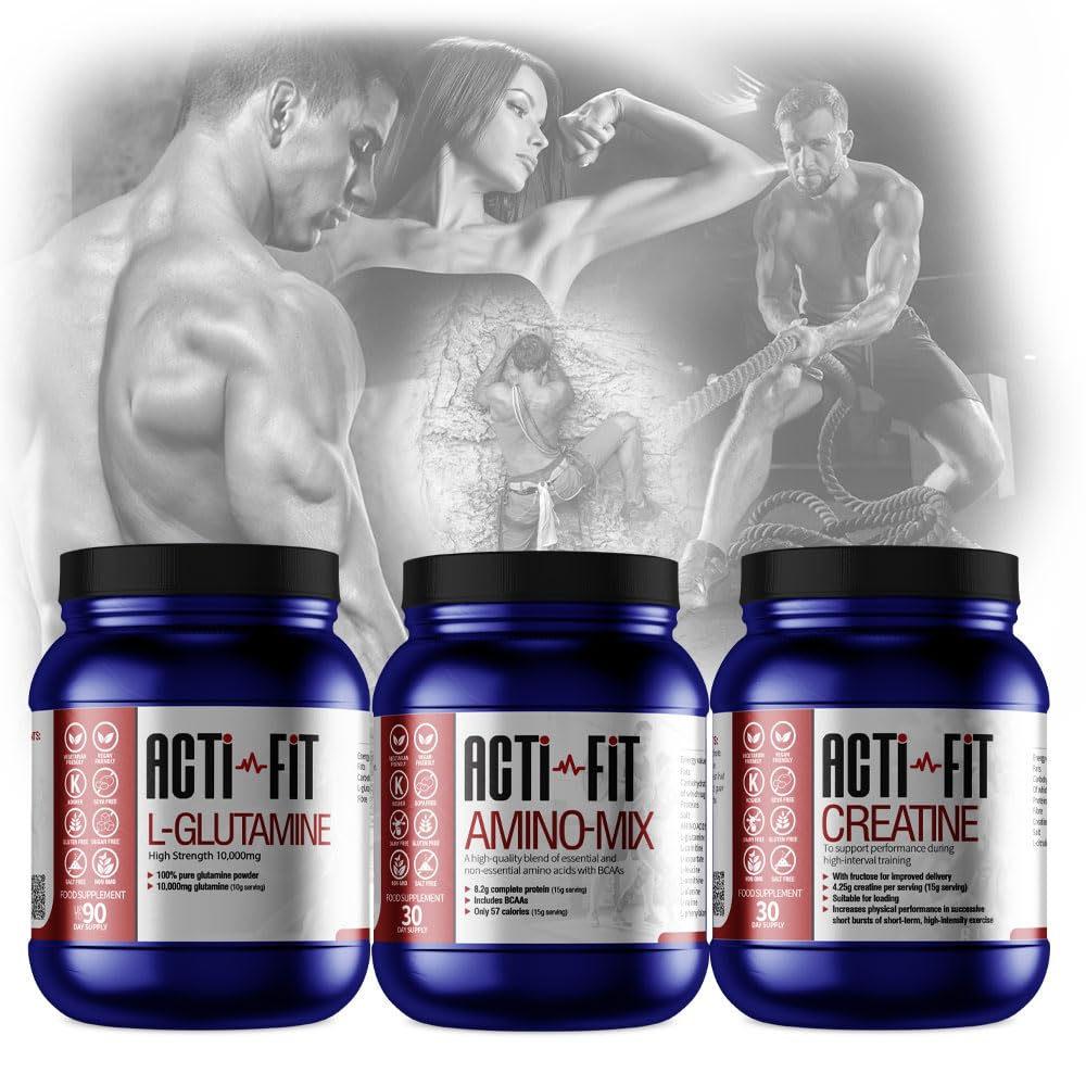 Acti-Fit Strength Training Bundle | Contains L-Glutamine, Creatine & Amino-Mix | 30 Day Supply