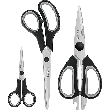 Scissors Bundle: Black Precision 3-Pack for the Kitchen, Office, and More