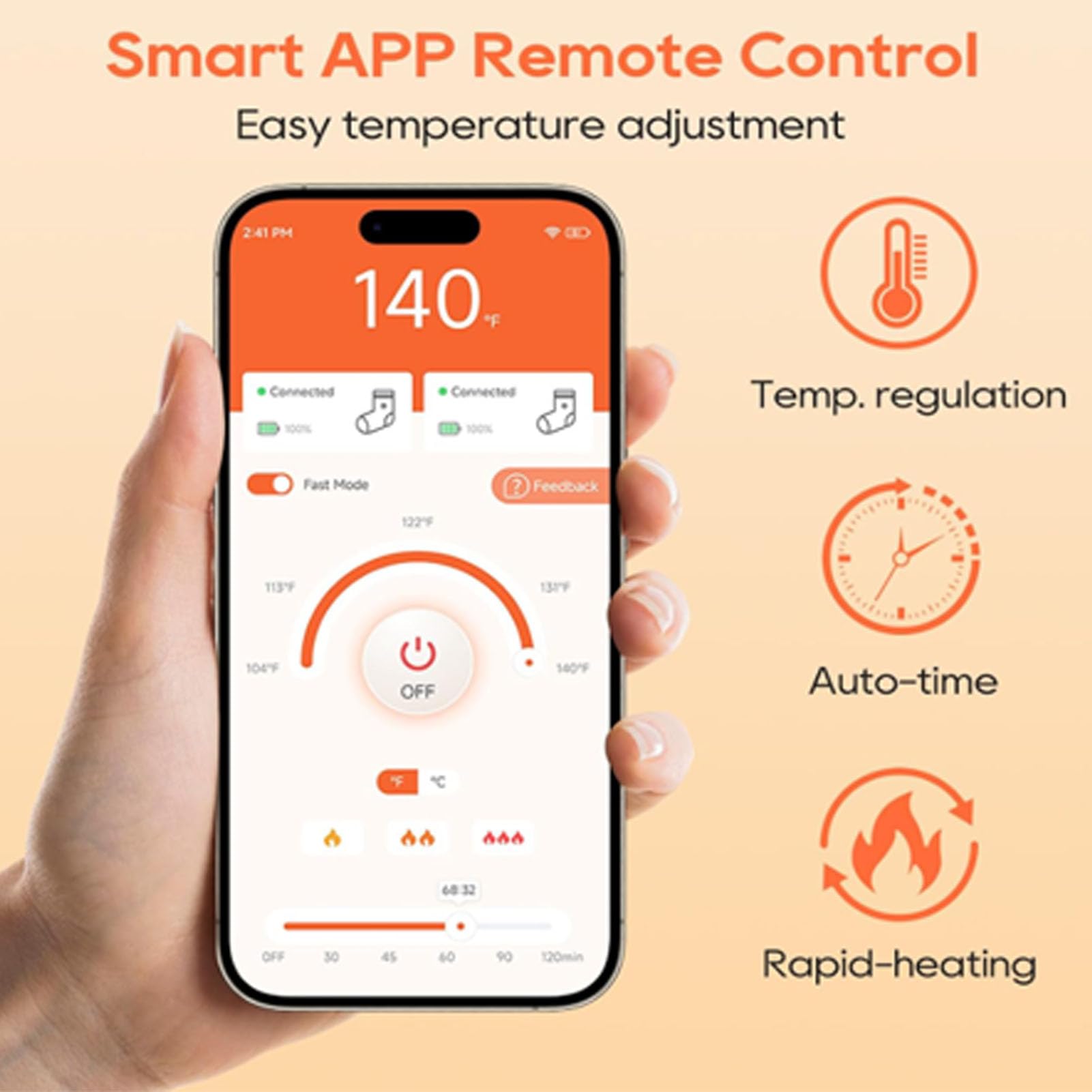 Qcwwy Calzini Riscaldati per Uomo Donna, 4 Livelli di Calore Controllo Intelligente APP Calzini Riscaldanti Elettrici Invernali Ricaricabili Calzini Scaldapiedi Riscaldati a Batteria