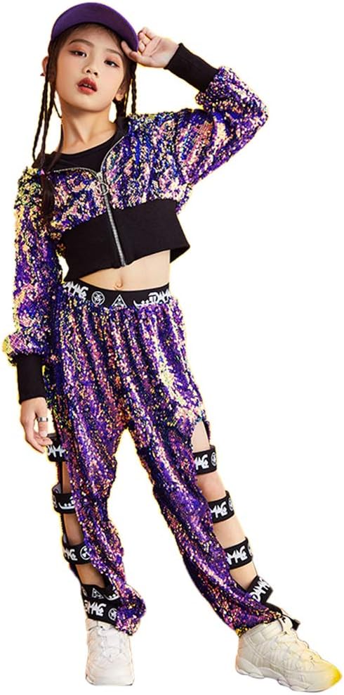 Moyuqi™ Girls Boys Modern Jazz Hip-Hop Dancewear Children Kids Dance Sequins Costumes
