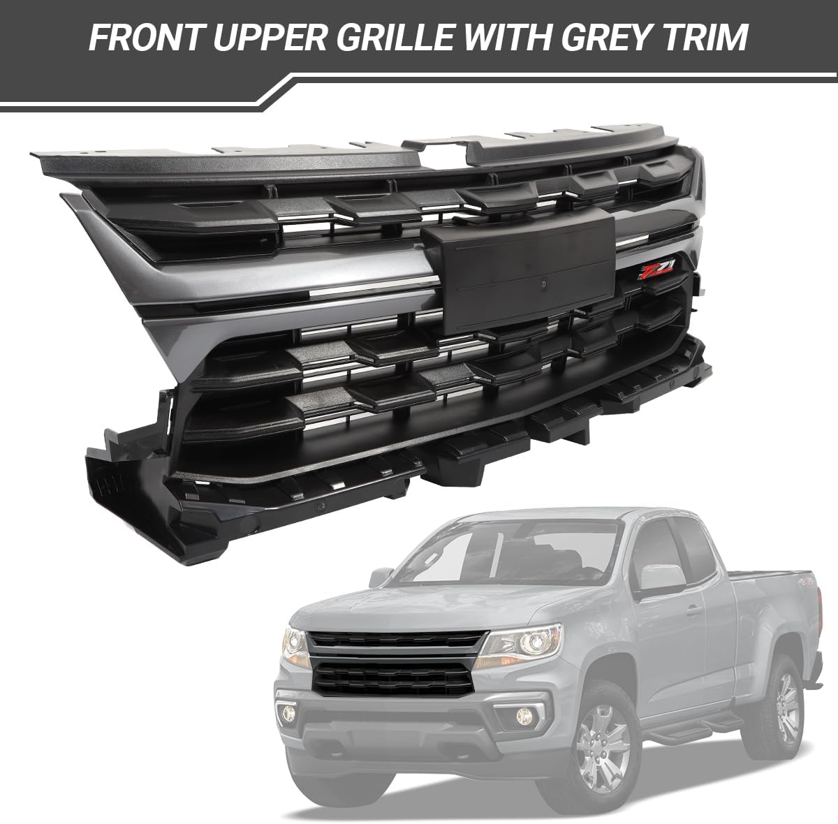ZXMOTO Fit For Chevrolet Colorado 2021-2022 Front Bumper Grille Assembly,Grey,Replaces OE 84896827, 84896828