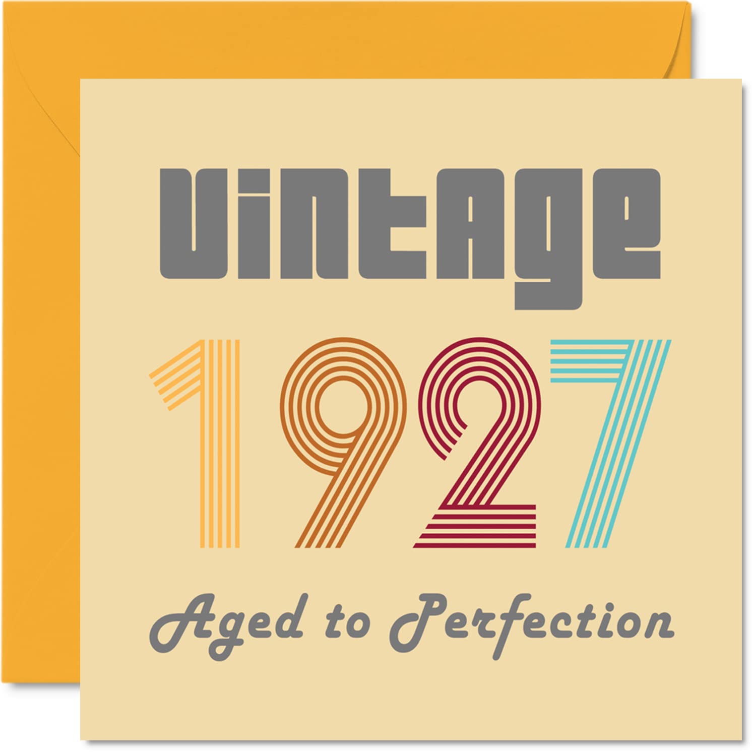 98th Birthday Cards for Men Women - Vintage 1927 Aged To Perfection - 98 Birthday Card Funny for Her Him, 145mm Greeting Cards Great Grandad Grandma Granny Nanny Nan