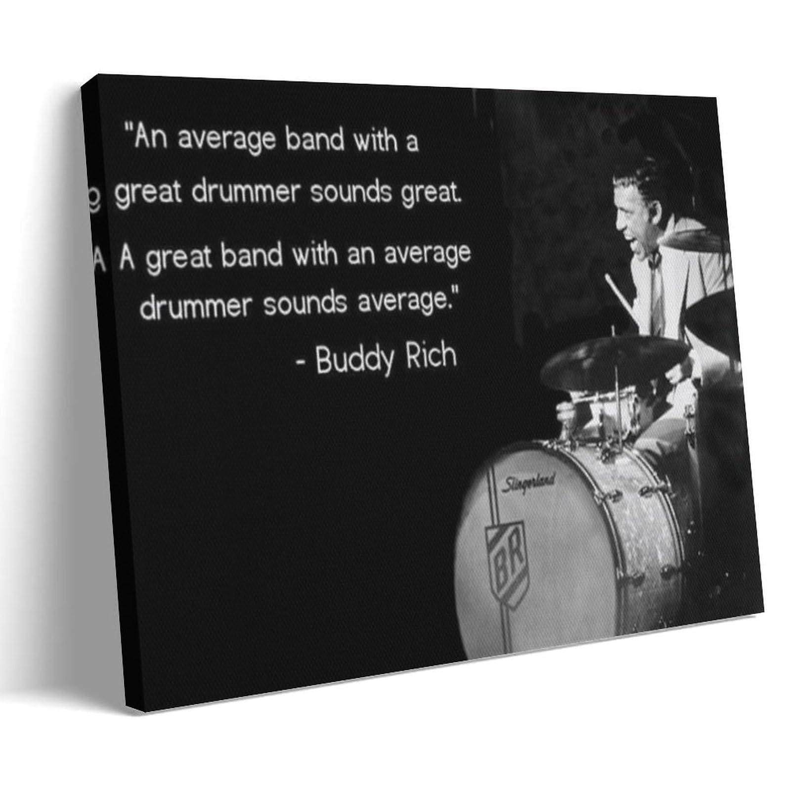 Buddy Rich Drummer Motivational Poster Black And White Portrait Poster Canvas Wall Art HD Printing Modern Aesthetics Home Office Cafe Living Room Bedroom Home Garage Decor 08x12inch(20x30cm) Frame-sty