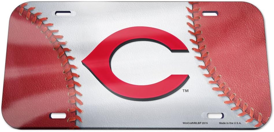 Wincraft MLB Cincinnati Reds Crystal Mirror Baseball License Plate, Team Color, One Size