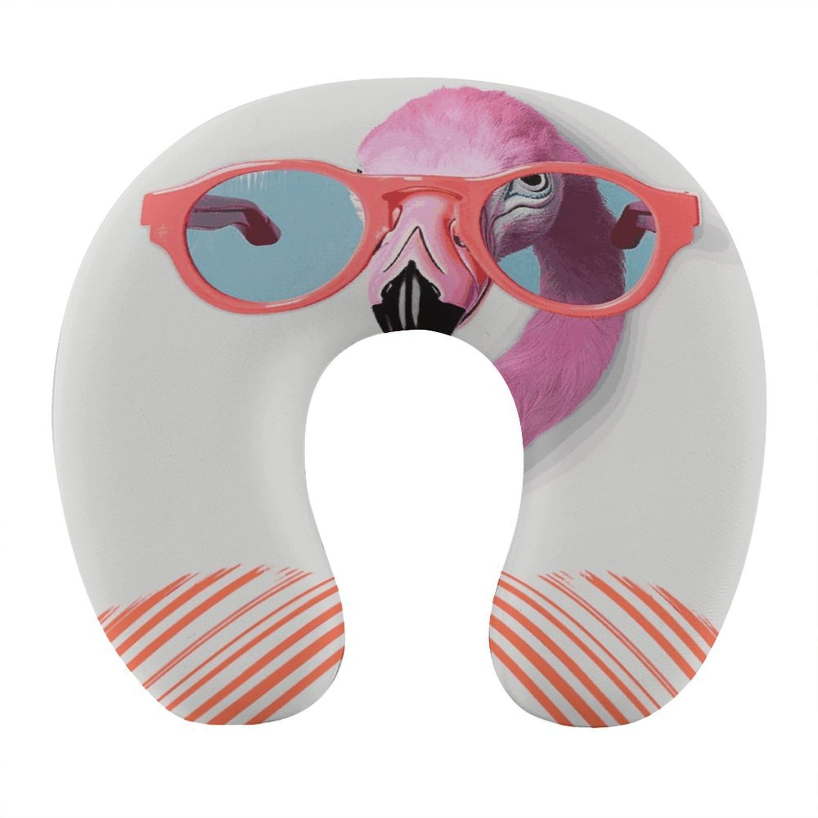 Btcowzrv Style Hello Glasses Flamingo U Shaped Neck Pillow Travel Pillows