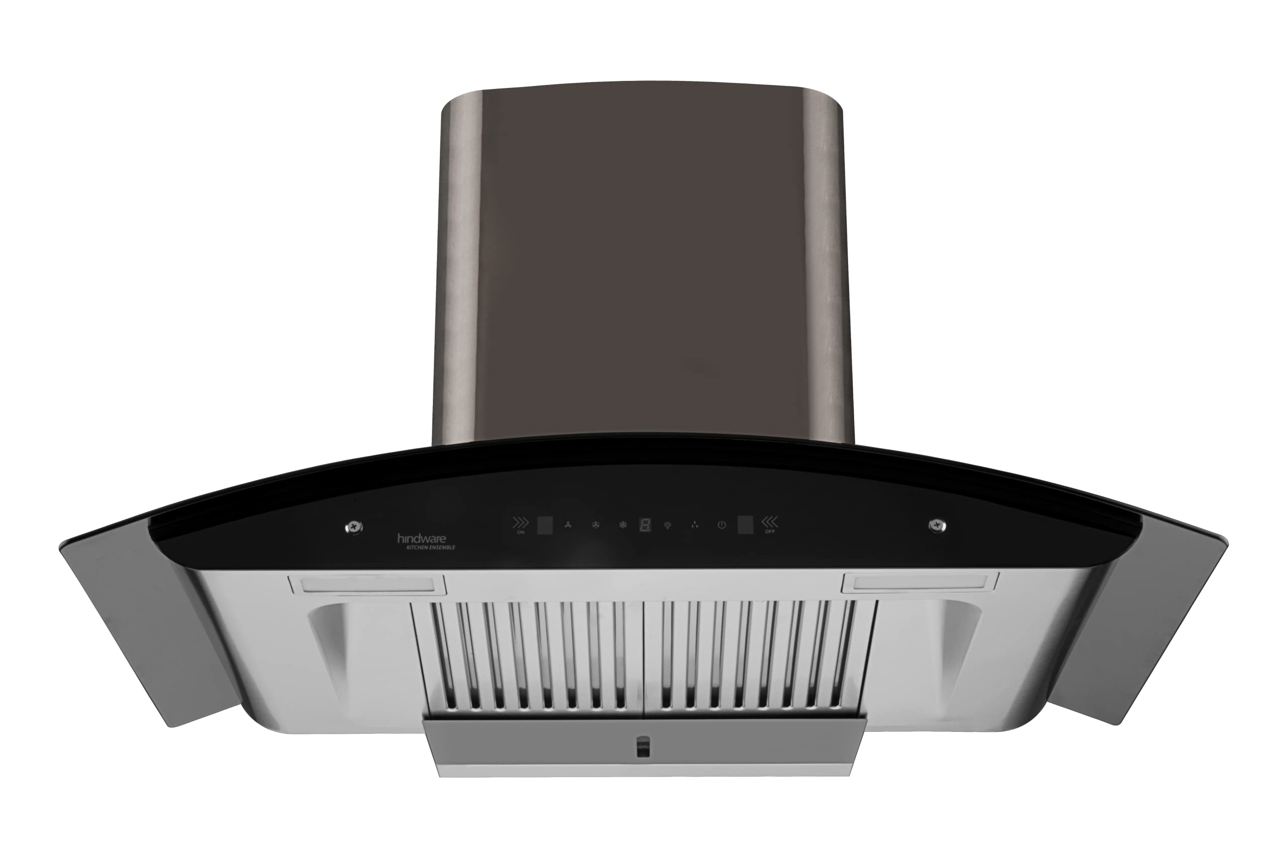 Hindware Smart Appliances | Revio Plus Auto Clean 90 cm 1400 m³/hr Chimney | Touch Control | Motion Sensor | | Energy Efficient LED Light | Powerful Suction | Wall Mounted Black (Curved Chimney)