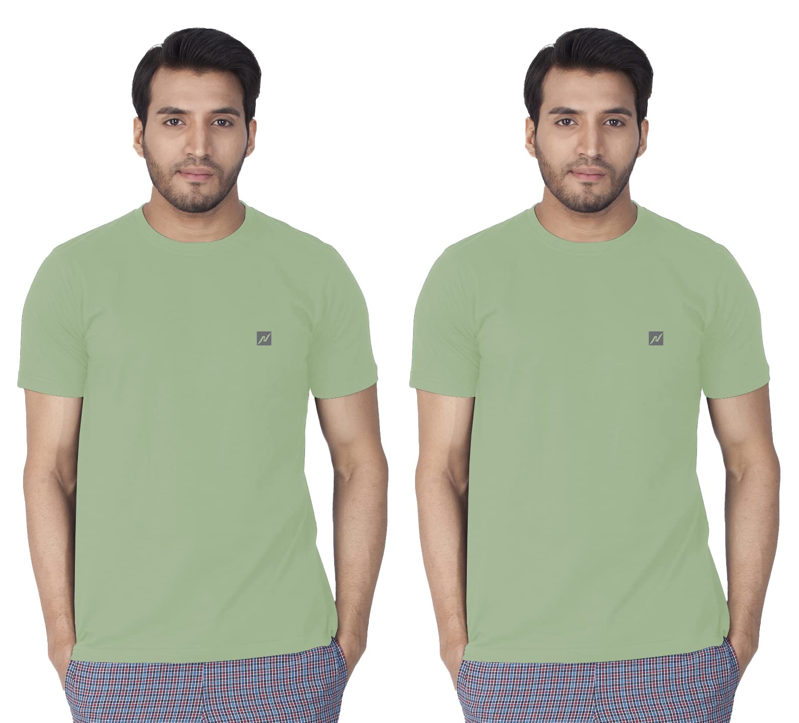 Lux NitroMen's Solid Modern Fit (Round Neck T-Shirt_Spray L)