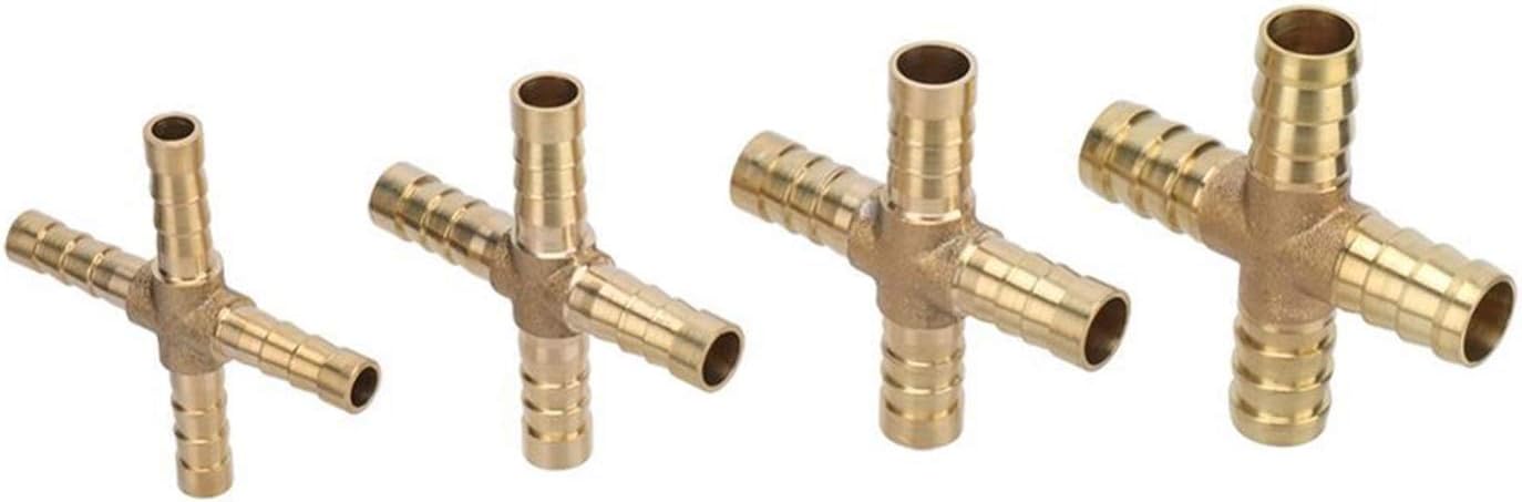Kitchen Garden Hose-Shaped Brass Pipe Fittings 4-Way 6Mm 8Mm 10Mm 12Mm Hose Barb Connector Fitting Copper Barb Connector Adapter 1 Pc/2