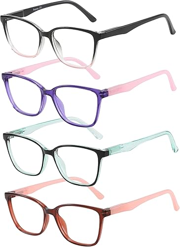 Przene Paquete de 4 lentes de lectura con bloqueo de luz azul, lectores de ojo de gato para mujeres y hombres con bisagra de resorte Przene Paquete de 4 lentes de lectura con bloqueo de luz azul, lectores de ojo de gato para mujeres y hombres con bisagra de resorte