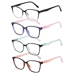 Przene 4 Pack Reading Glasses for Women Men Cat Eye Butterfly Blue Light Blocking Readers with Spring Hinges 4.0