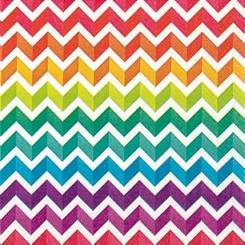 20 Servietten 33x33 Cm Regenbogen Farben Bunt Zick Zack Muster Amazon De Drogerie Korperpflege