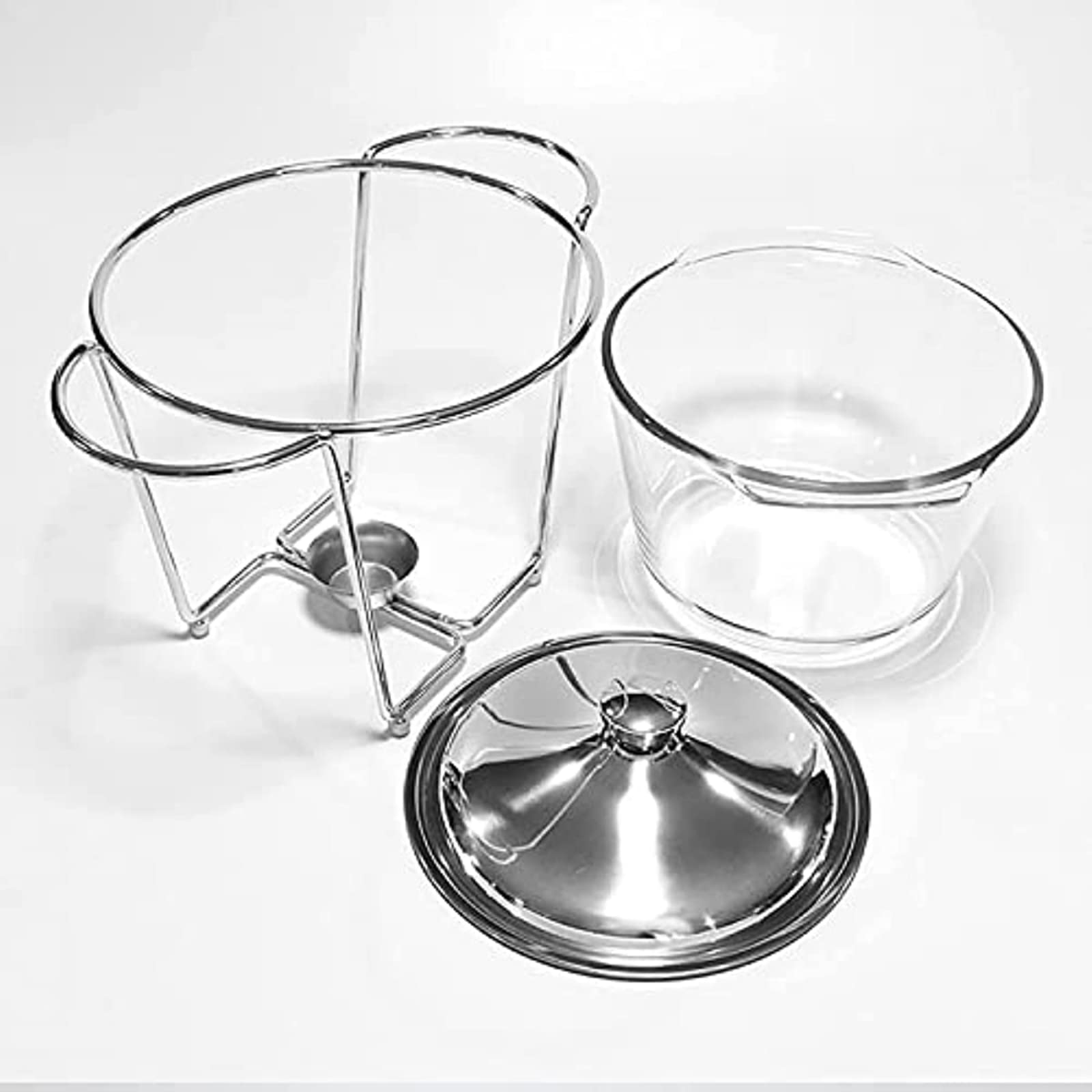 Chafing Dish, Chafer de tamaño completo de 4L, Juego de Chafer Dish de acero inoxidable con bandeja de vidrio para alimentos y soportes para combustible, para bufés, bodas y fiestas (Plateado)