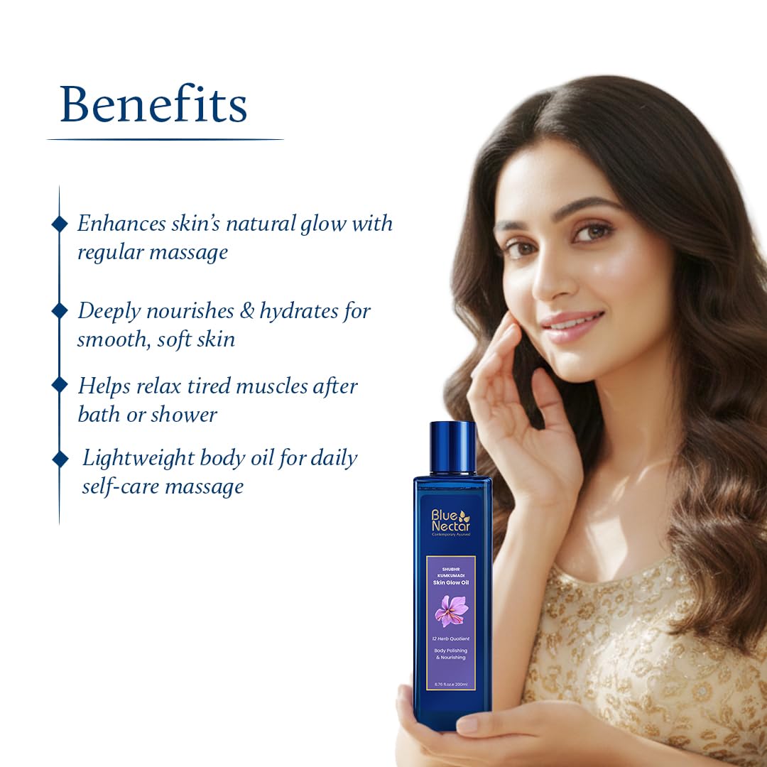 Blue Nectar Kumkumadi Körperöl für strahlende Haut | Ayurvedisches