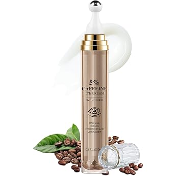 Caffeine Eye Serum Hyaluronic Acid Eye Cream Against Dark Circles and Swelling Anti-Ageing Eye Cream with 360  Massage Ball Dark Circles Removal Eye Care for Reduces Bags and Fine Lines
