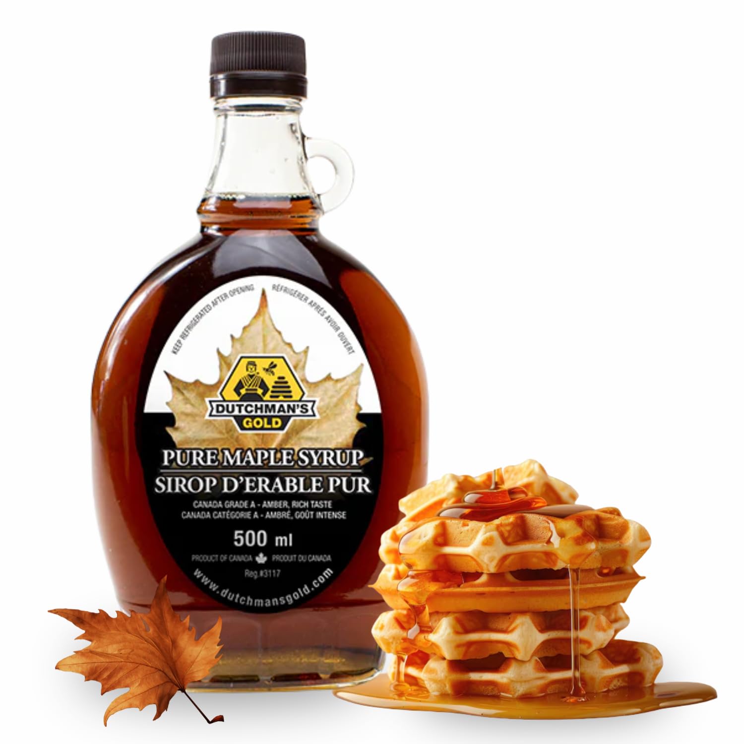 Dutchman’s Gold Organic Pure Canadian Maple Syrup 500ml | 100% Natural, Vegan & Keto Friendly Sweetener | Perfect for Pancakes, Waffles, Oatmeal, Coffee, Baking & Cooking