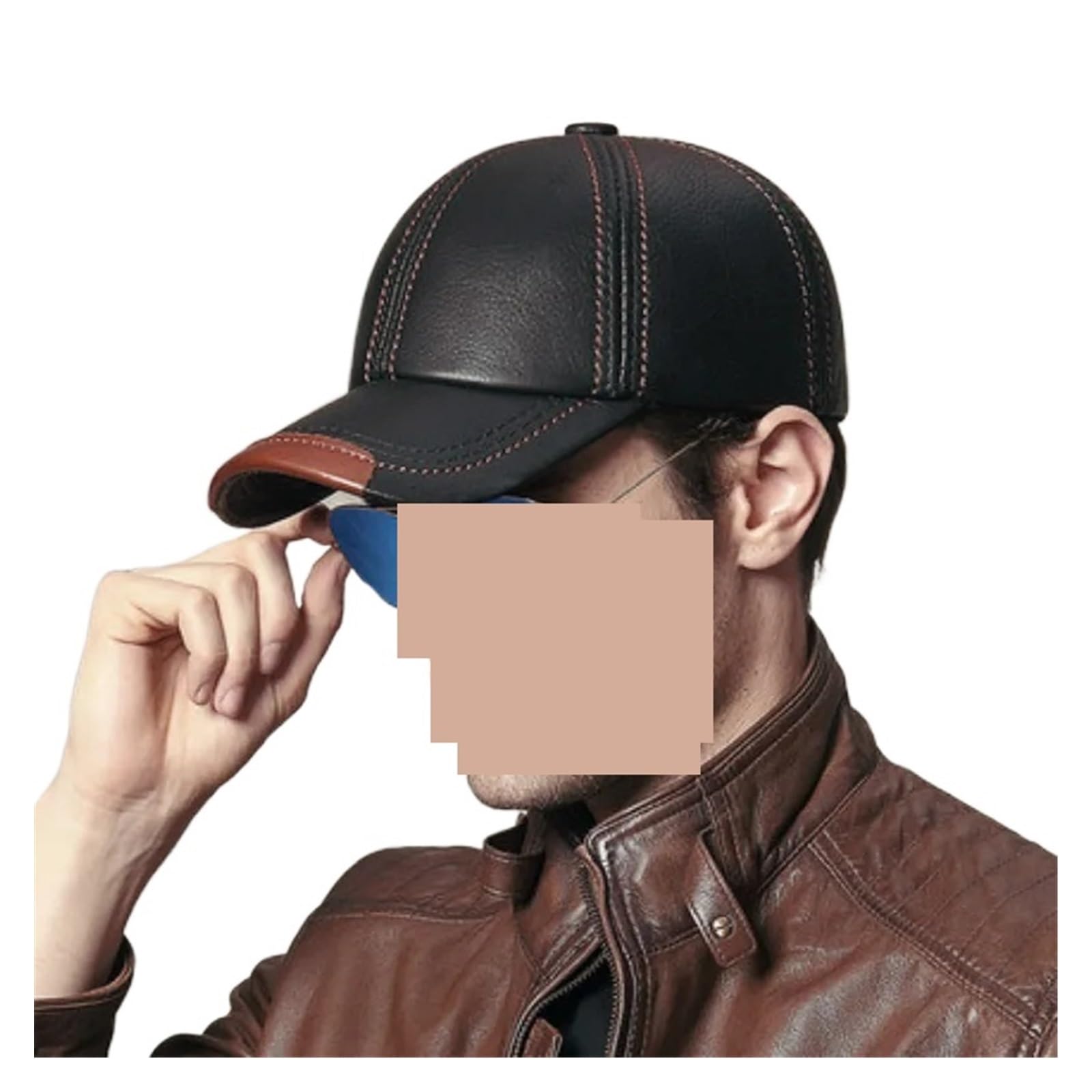 Gorra de béisbol de Cuero Genuino for Hombre, Sombrero de Piel de Vaca Negra, Ajustable for Hombre, Gorras con Visera de Cuero Real for Otoño e Invierno