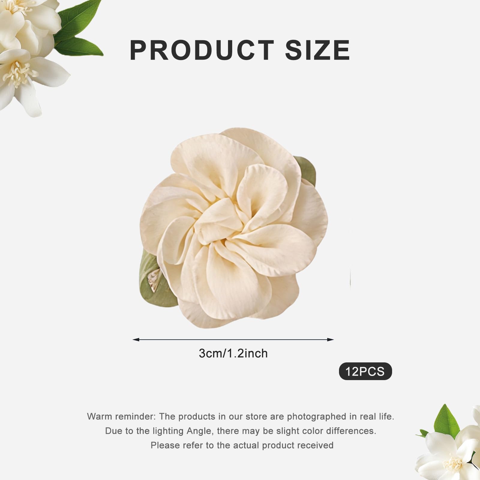 12PCS Beige Mini Rose Hair Clips Jasmine Barrettes Headpiece Hairpins for Women Wedding Bridal Flower Accessories - Image 2