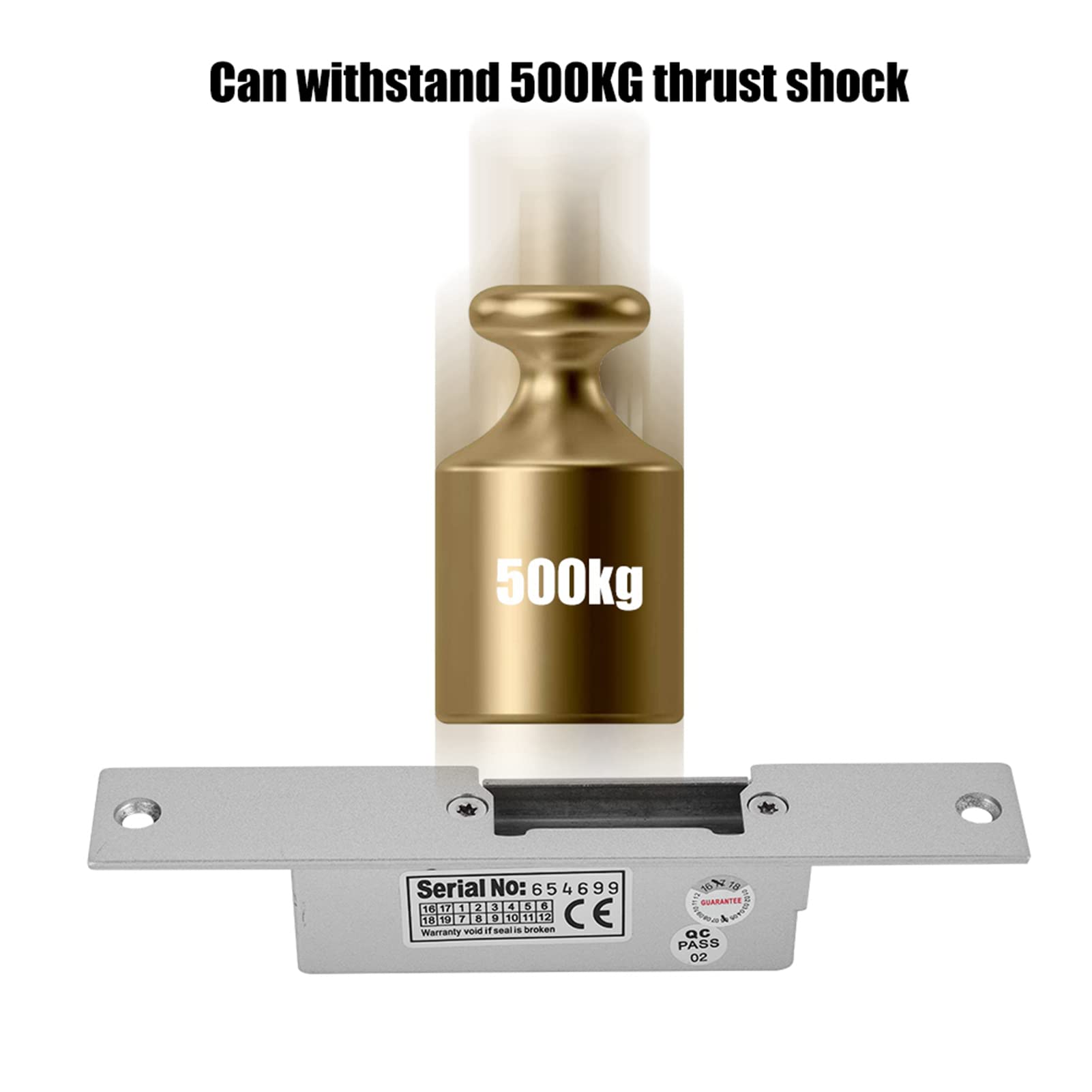 SYH&AQYE Gâche de Porte électrique Robuste Standard, Supporte Une Gâche électrique de Contrôle d'accès de 500 Kg, Mortaise électronique de Serrure de Gâche électrique DC12V (Non)