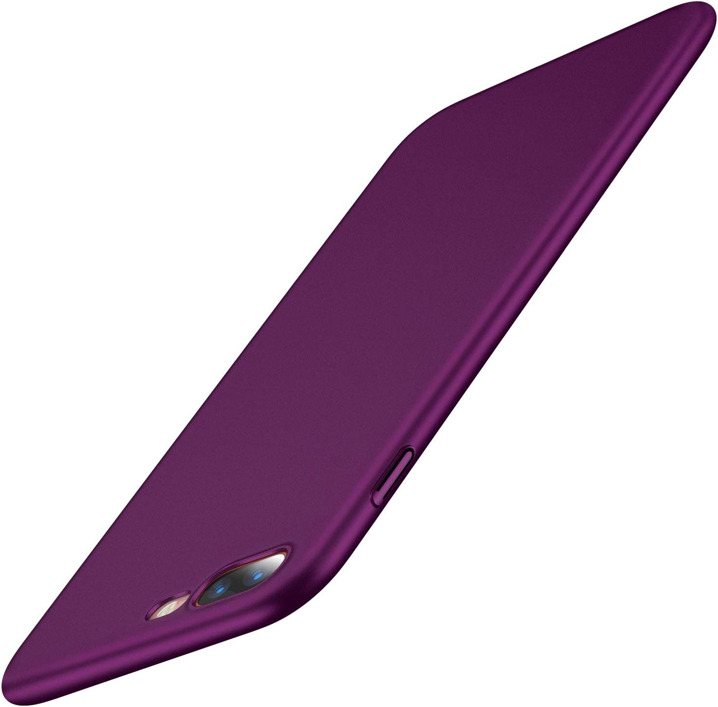 TORRAS iPhone 7 Plus Case, iPhone 8 Plus Case, Ultra-Thin Case with [Tempered Glass Screen Protector], Simple Stylish Fully Protective Matt Cover for iPhone 7 Plus (2016) / iPhone 8 Plus (2017) - Violet Red
