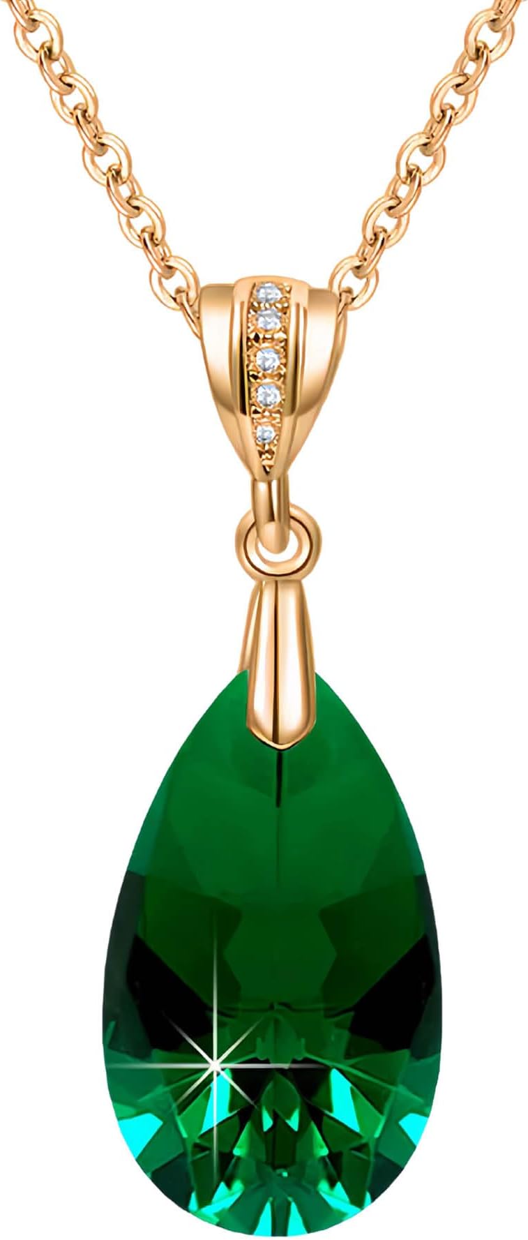 EVEVICAustrian Crystals Teardrop Pendant Necklace for Women 14K Gold Plated Eco-friendly Brass Hypoallergenic Jewelry