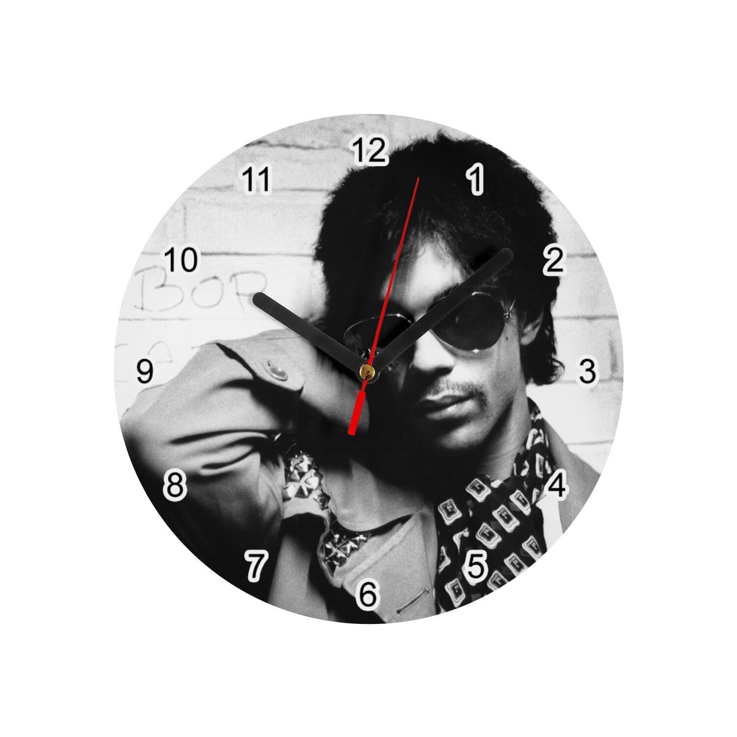 Horloge murale en verre décoration blanche thème musique pop star