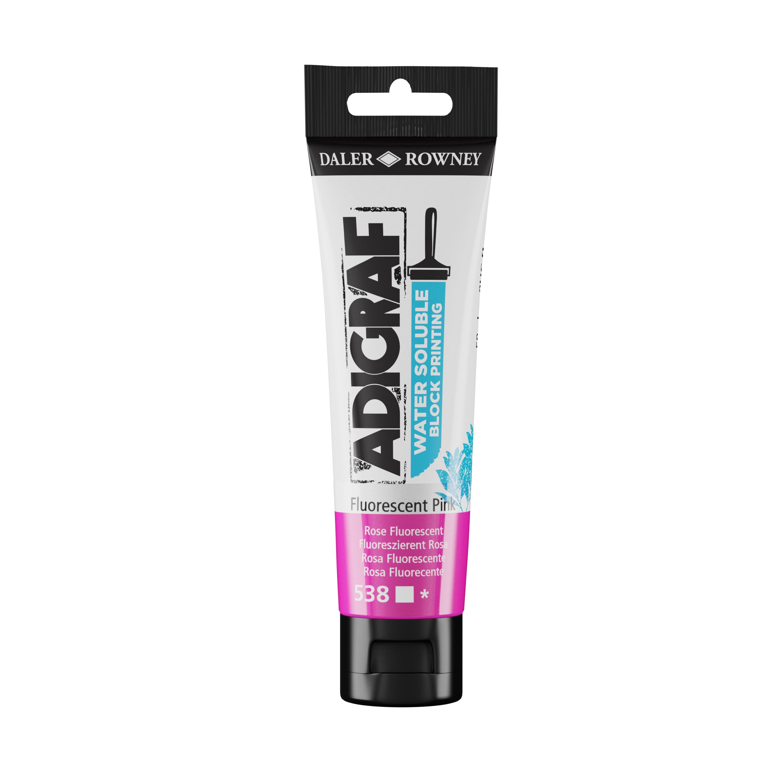 DALER Rowney Adigraf, Water Soluble Block Printing Ink 2 oz, Fluorescent Pink Color 538