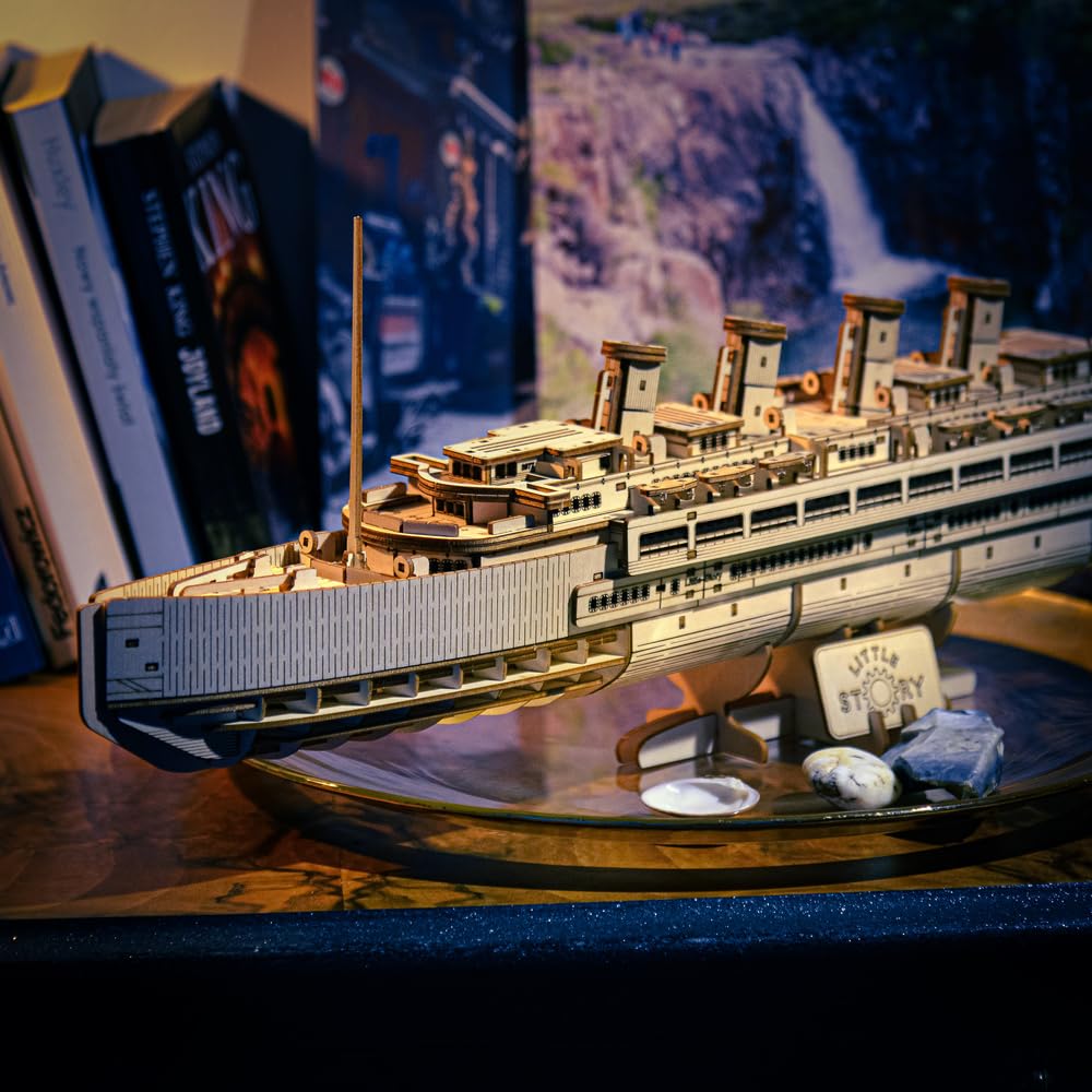 Little Story Titanic Puzzle in legno 3D con nave dei passeggeri, kit di costruzione di modellini transatlantici in legno, set creativo da costruire fai da te, regalo per adolescenti e adulti dai 14