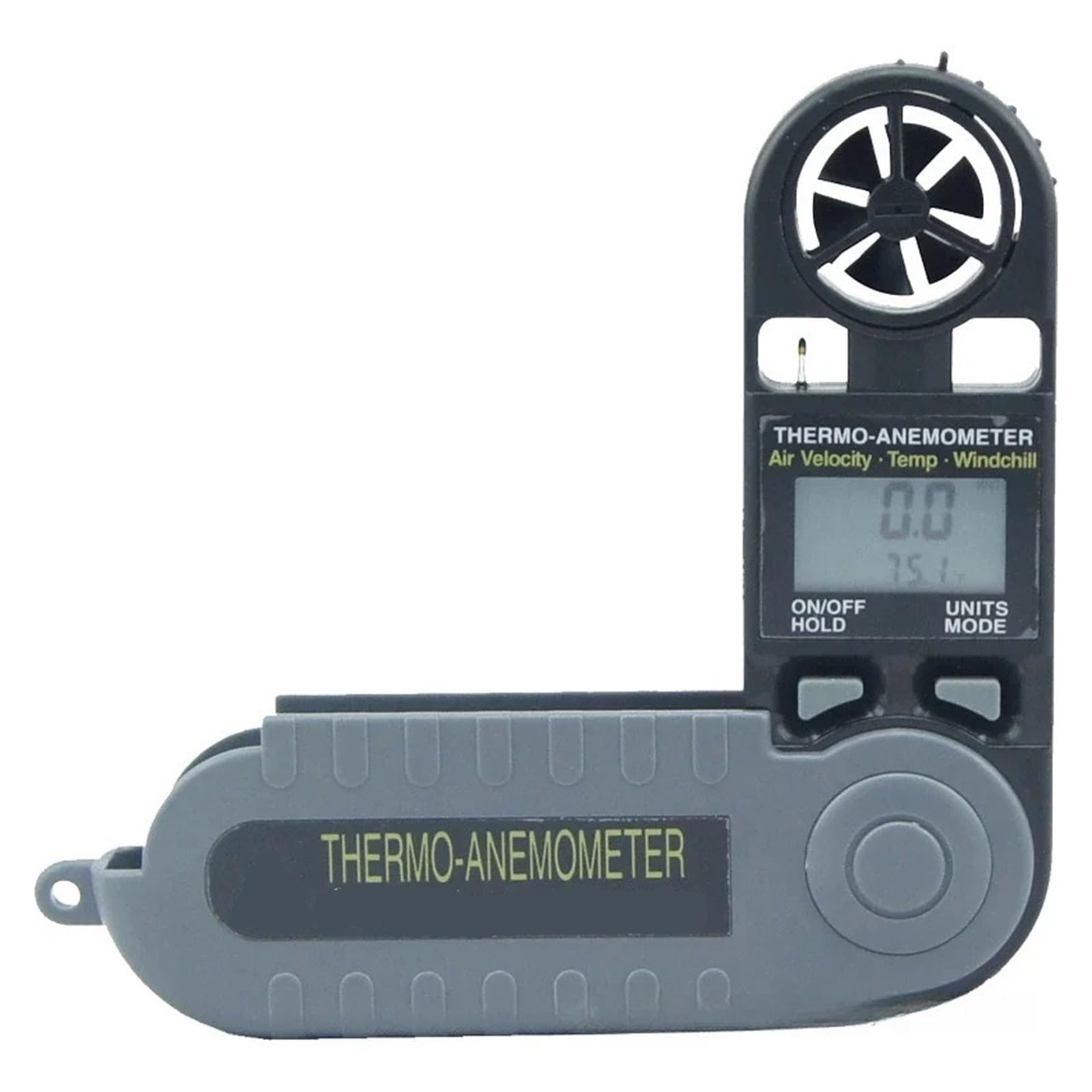 Anemometro Portatil, Anemómetro térmico digital de bolsillo 3 en 1 (velocidad del aire, temperatura y sensación térmica)
