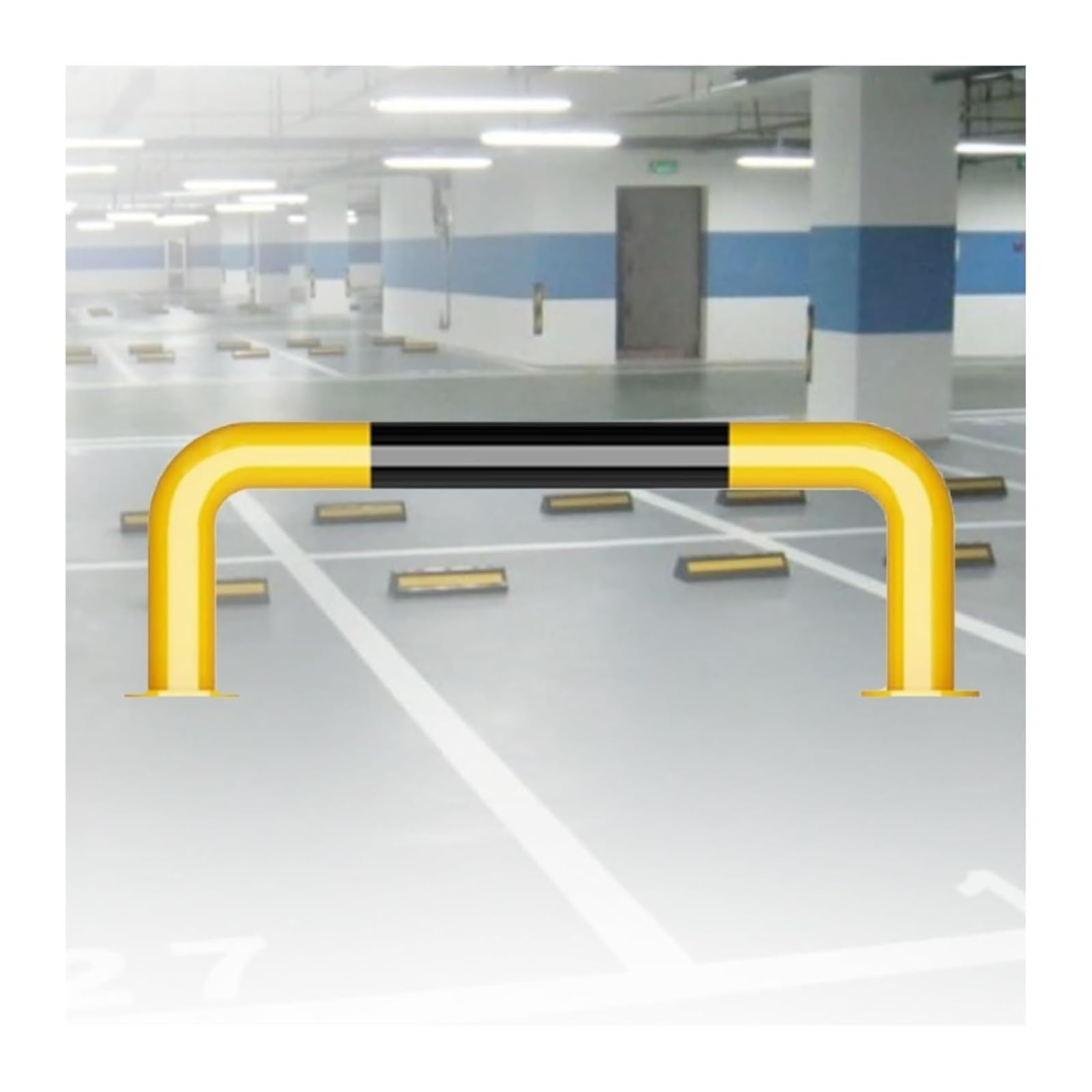 CWCQGH U Shape Security Bollards Parking Lot & Driveway Protection, Car Blocker Warning Posts For Garage (80x50x0.15cm)