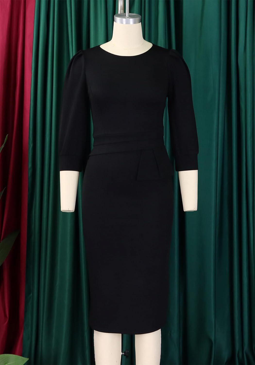 Womens Formal Church Midi Dresses Elegant Short Sleeve Bodycon Pencil Business Office Dress Outfits - Image 4