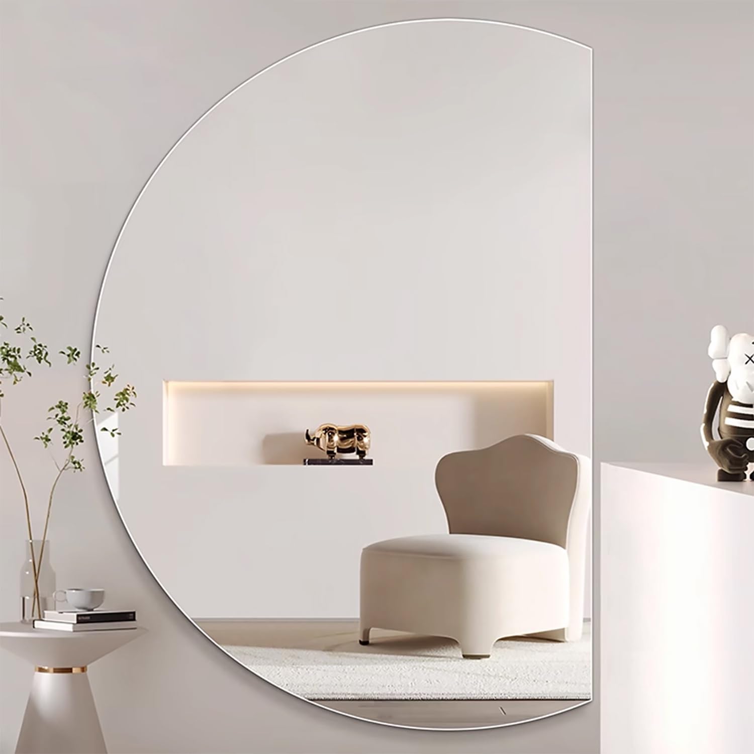 Miroir de maquillage lumineux LED 90cm miroir décoratif demi-cercle tactile