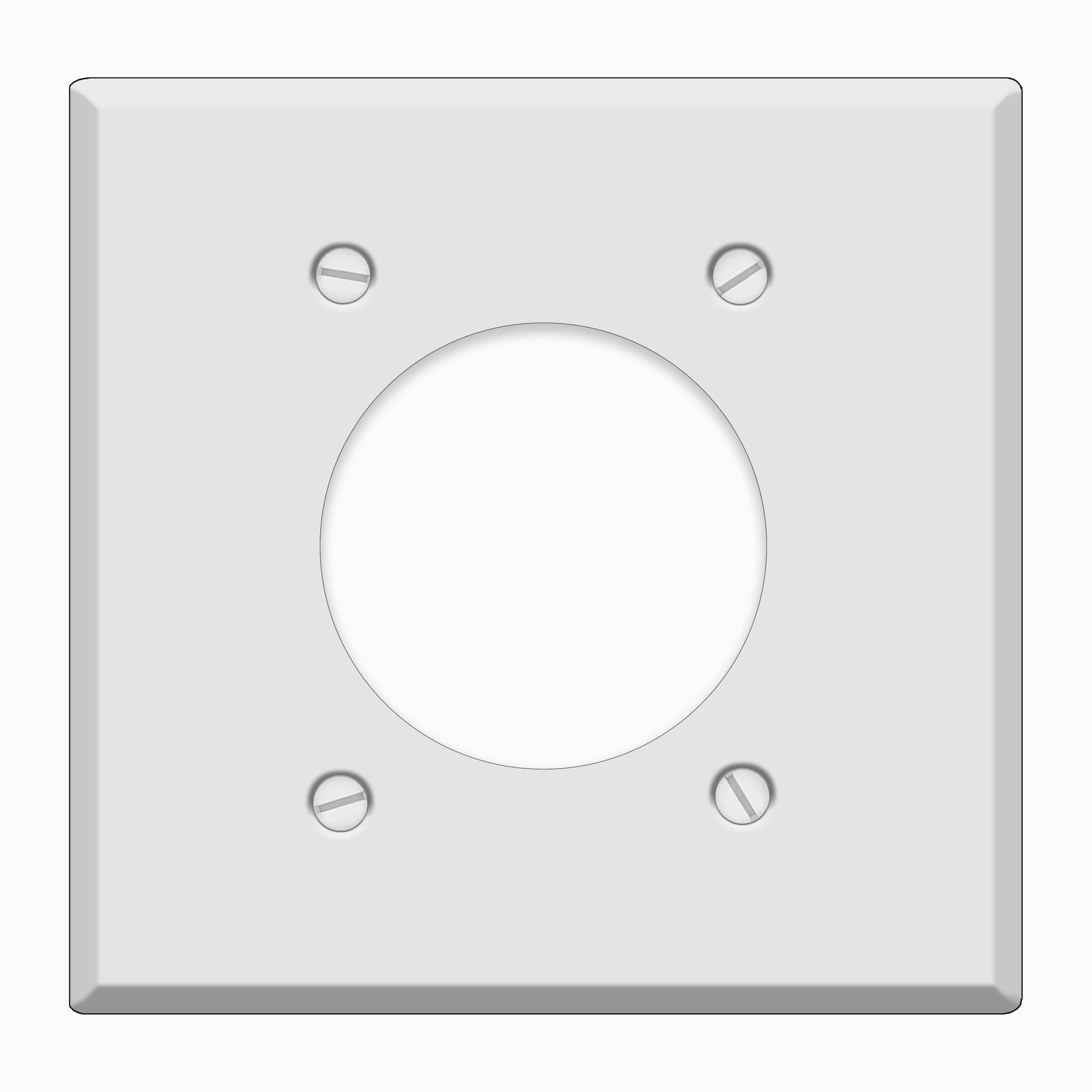 White Metal Dryer Wall Plate, 2.125" Diameter Single Hole Receptacle Outlet Cover, Premium Quality Painted Metal, Corrosive Resistant, Center Hole for