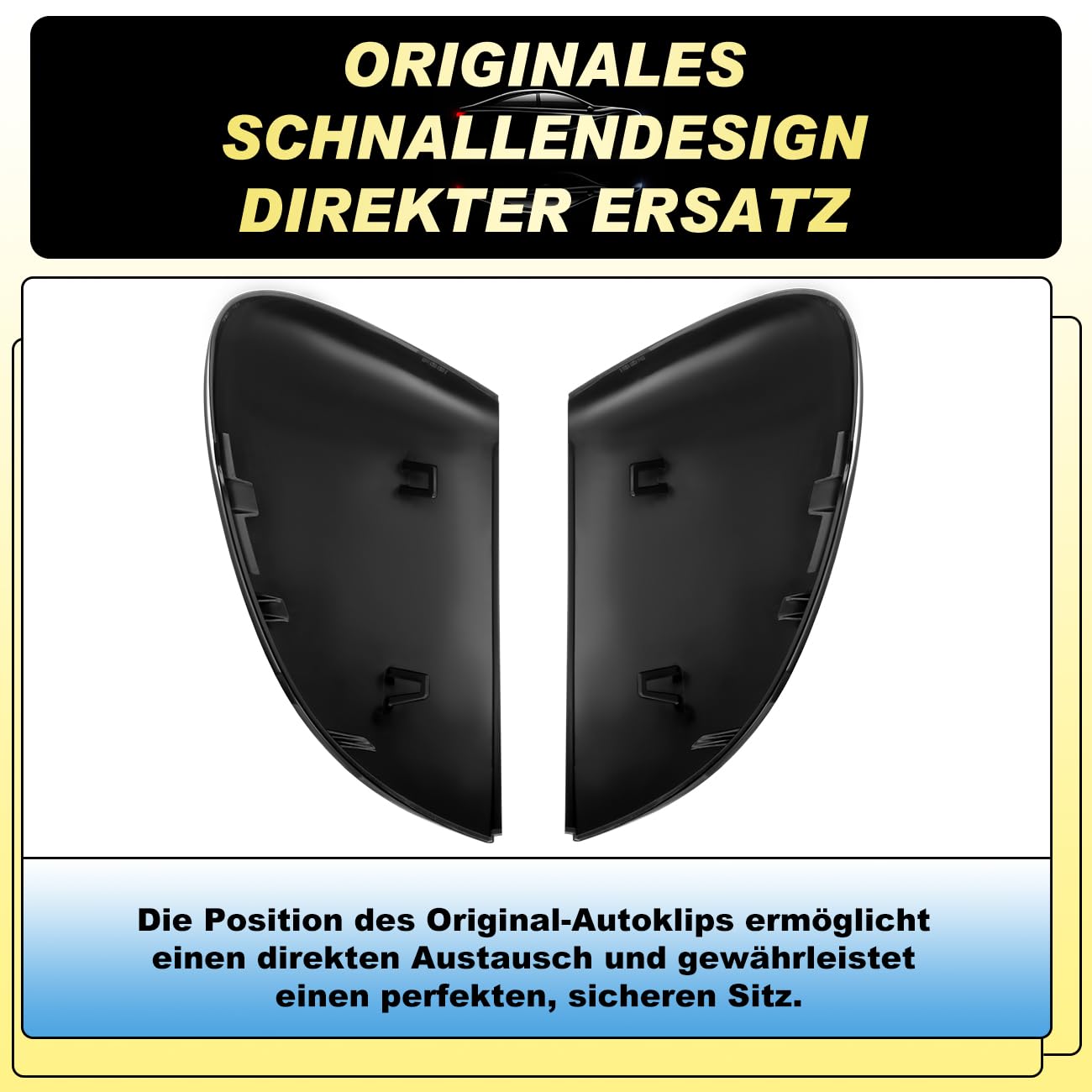 GEARMONSTER Tappi per specchietto retrovisore auto, cover per specchietto retrovisore, ricambio per specchietto laterale, copertura specchietto laterale compatibile con VW Golf 8 MK8 2019-2021, nero