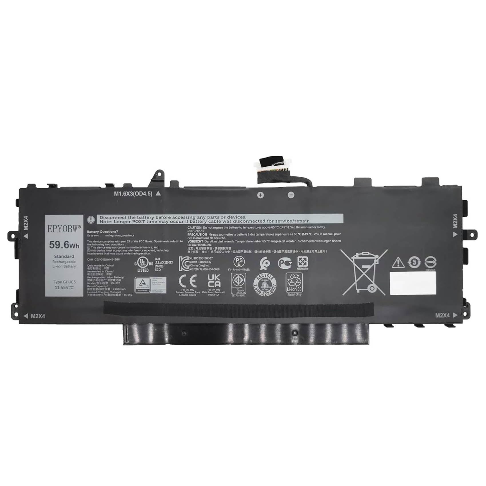 Amazon.com: EPYOBW GHJC5 Laptop Battery 59.6Wh 4900mAh 11.55V