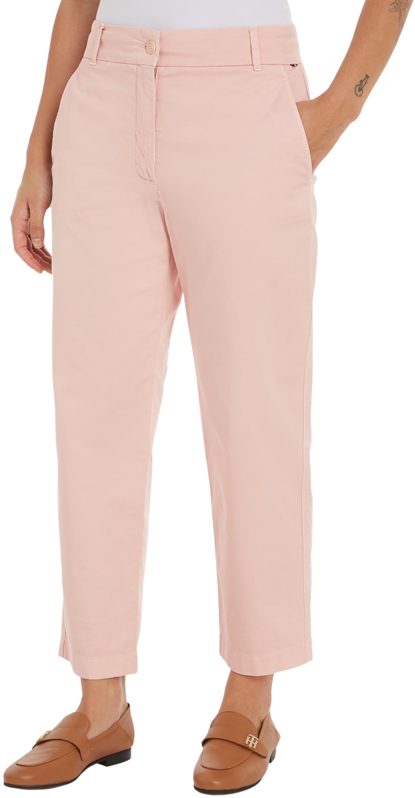Tommy Hilfiger Women Trousers Slim Fit Chino, Pink (Whimsy Pink), 32